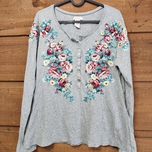 Sundance Floral Embroidered Long-sleeve Top